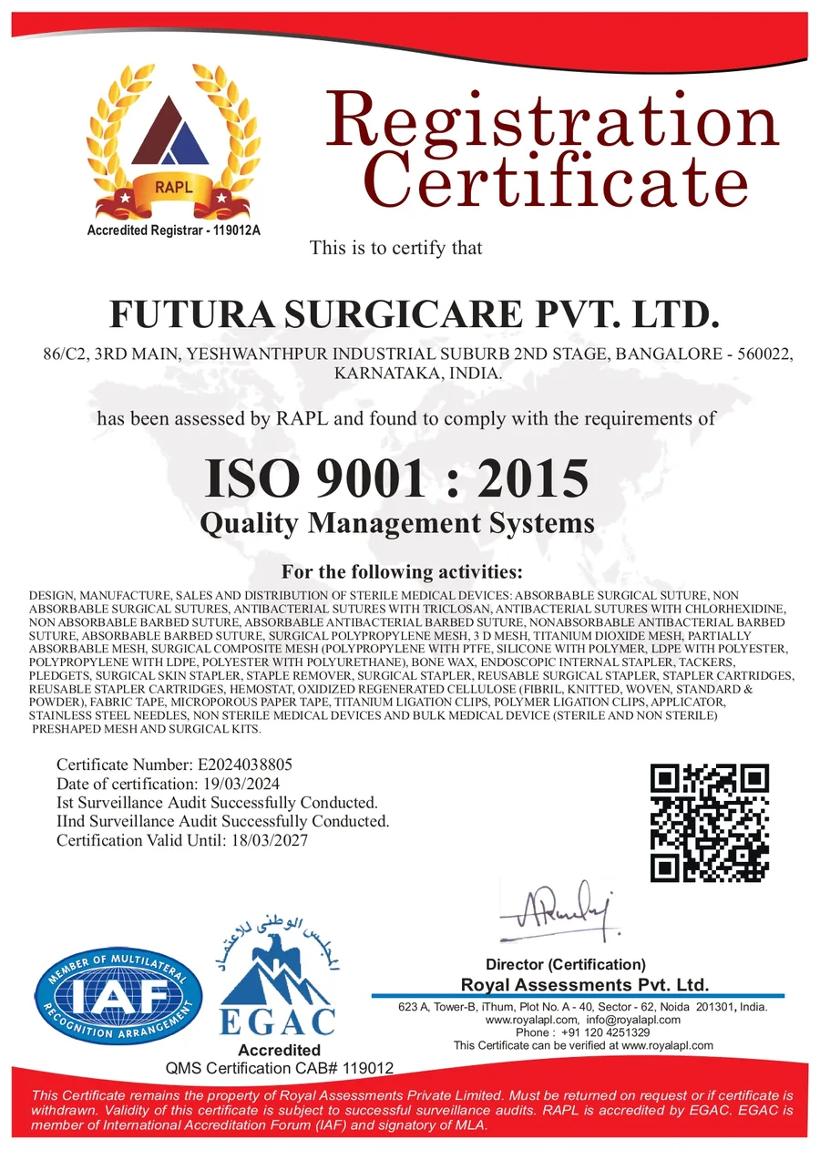 ISO 9001:2015 — RAPL · accredited by EGAC