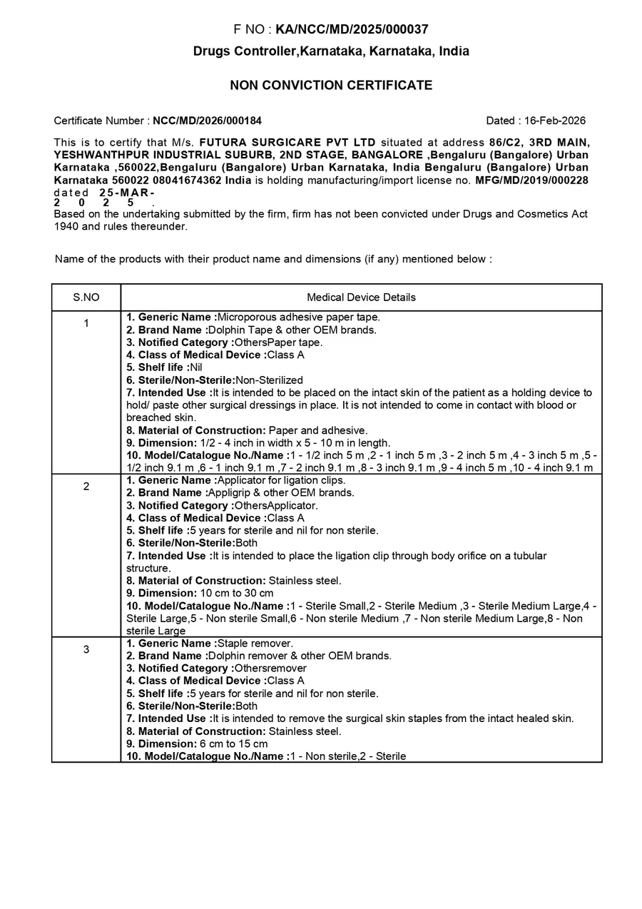 Non-Conviction Certificate — Drugs Controller · Karnataka