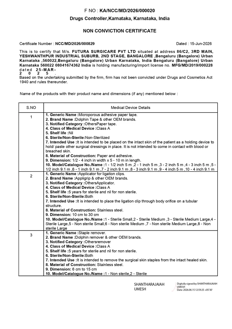 Non-Conviction Certificate — Drugs Controller · Karnataka